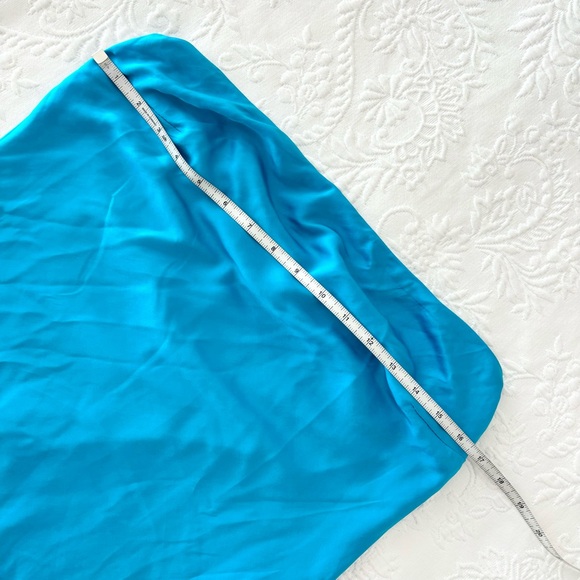 NWOT Lulus Exquisite Excellence Turquoise Satin Strapless Maxi Dress Large - Picture 5 of 7